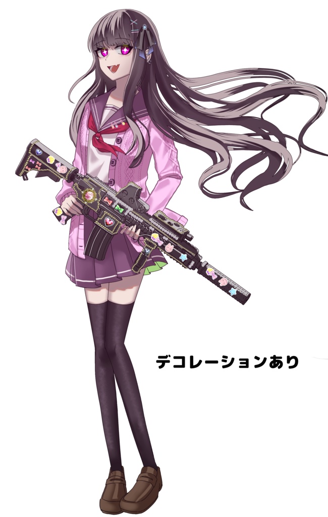銃を持った女子高生【表情7種】