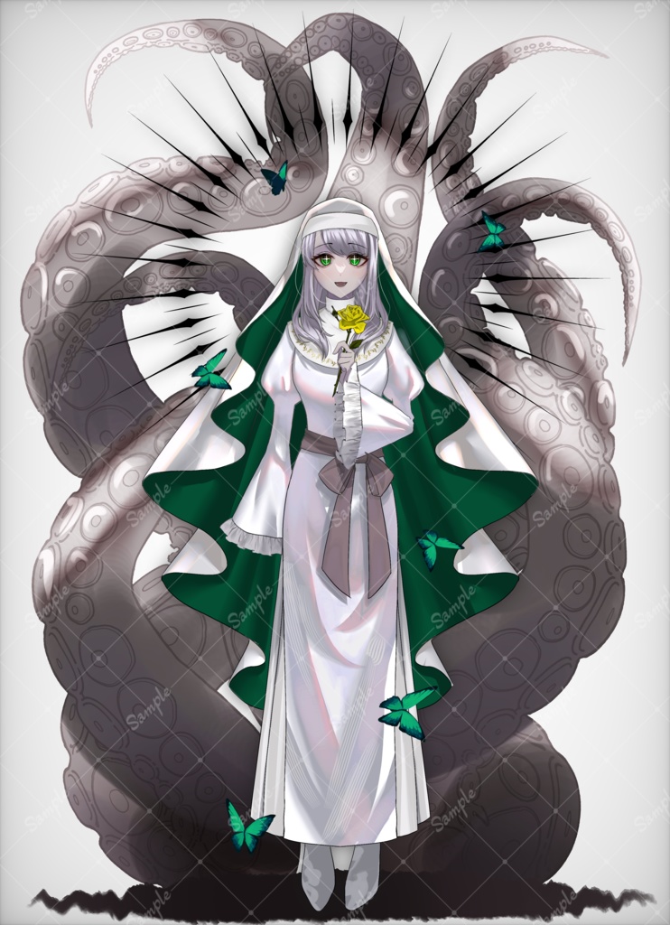 【表情19種】闇堕ちするシスター風の女の子・白