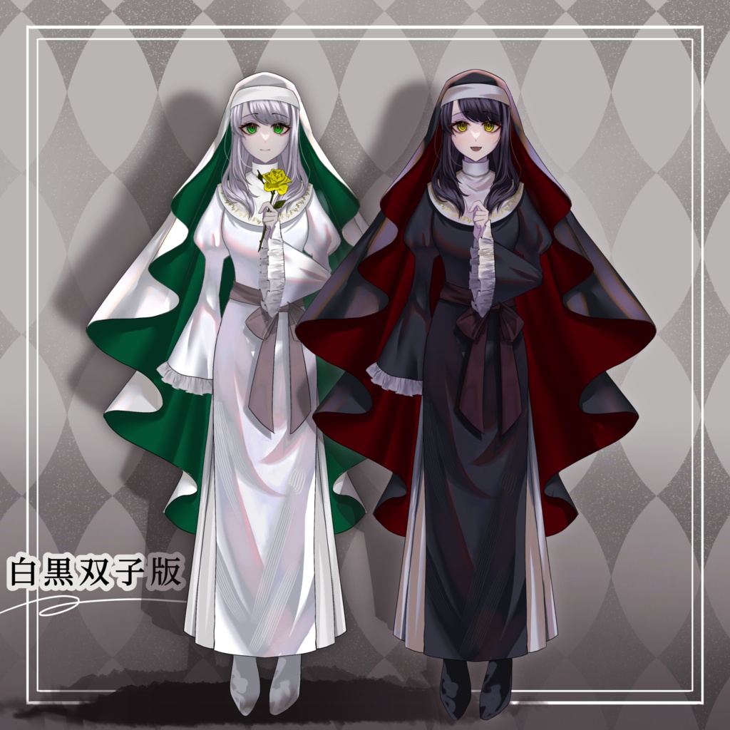 【表情19種】闇堕ちするシスター風の女の子・白