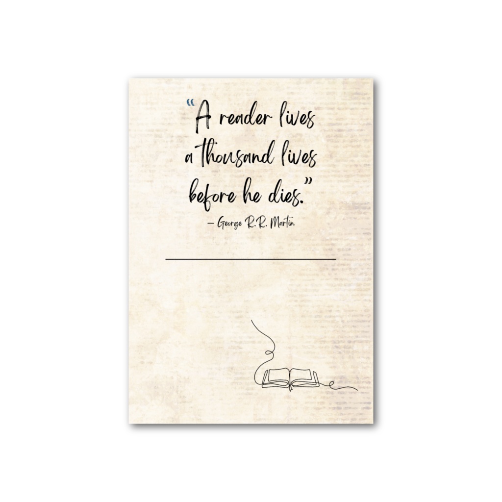 名言しおり “A reader lives a thousand lives”