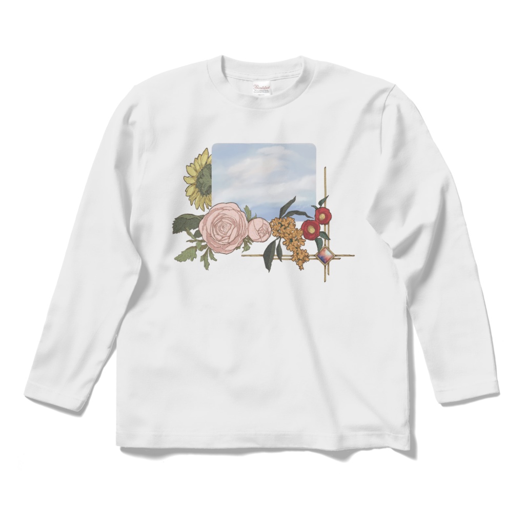 四季の花のロングスリーブTシャツ