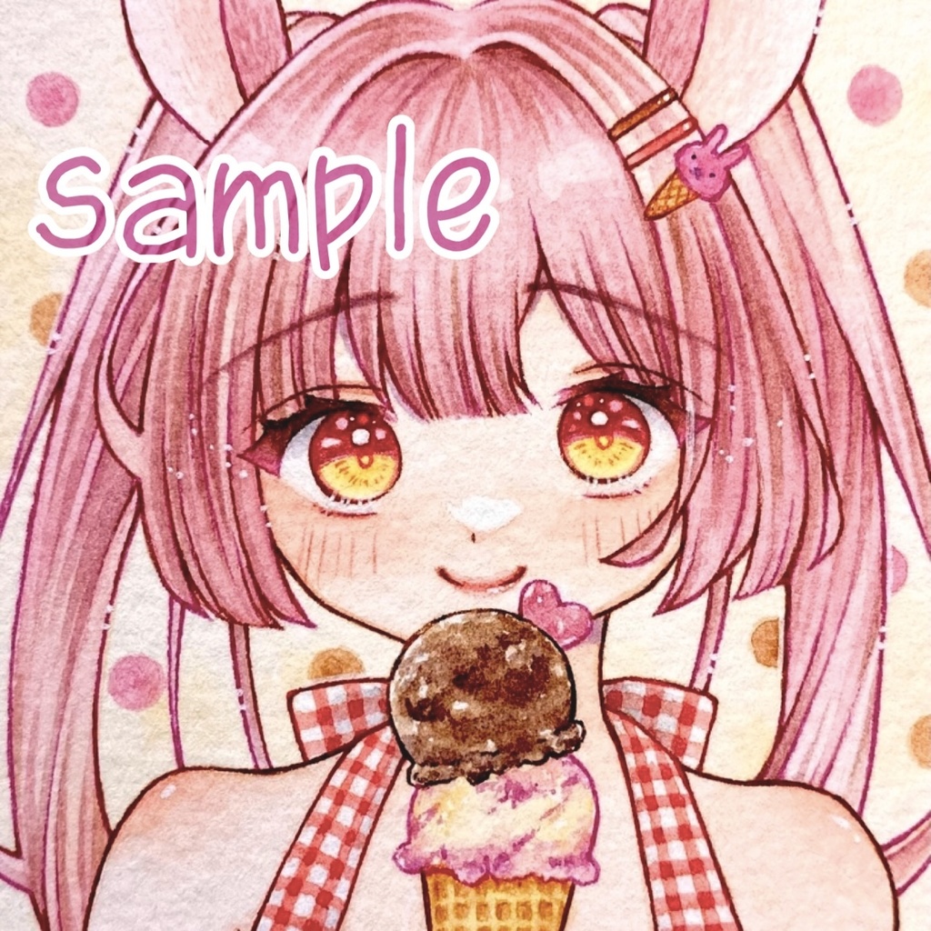 ATCサイズ原画★ピアニーとダブルアイス