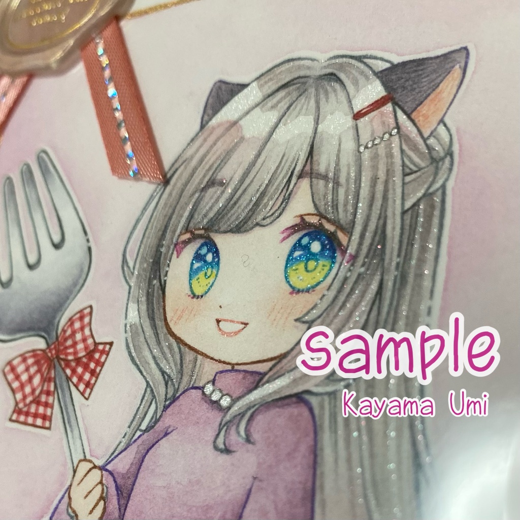 L判サイズ原画★ミスティとデザートフォーク