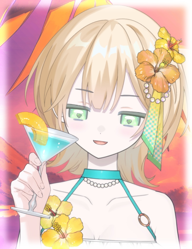 【X用フリー素材】夕日に似合う!カクテルグラスの手素材