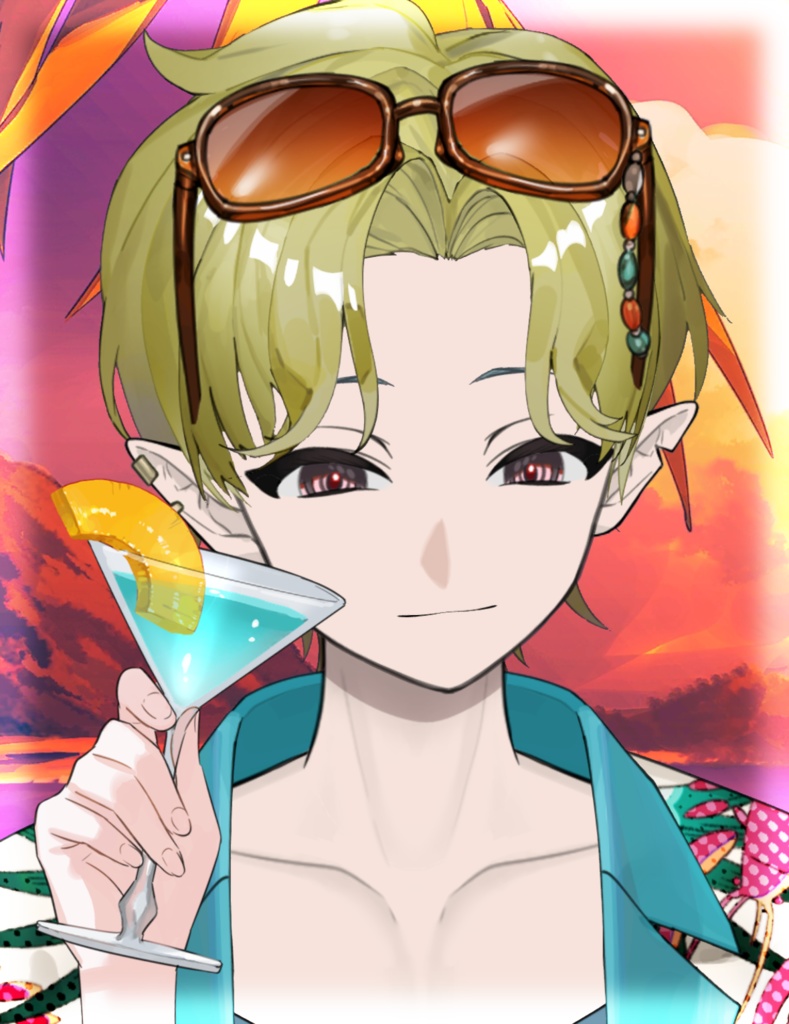 【X用フリー素材】夕日に似合う!カクテルグラスの手素材