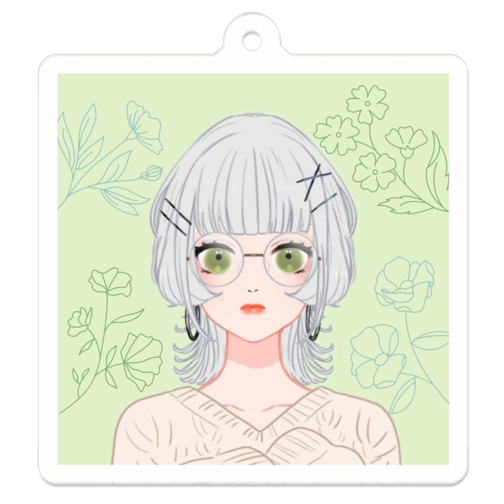 人間ちゃん×お花アクリルキーホルダー