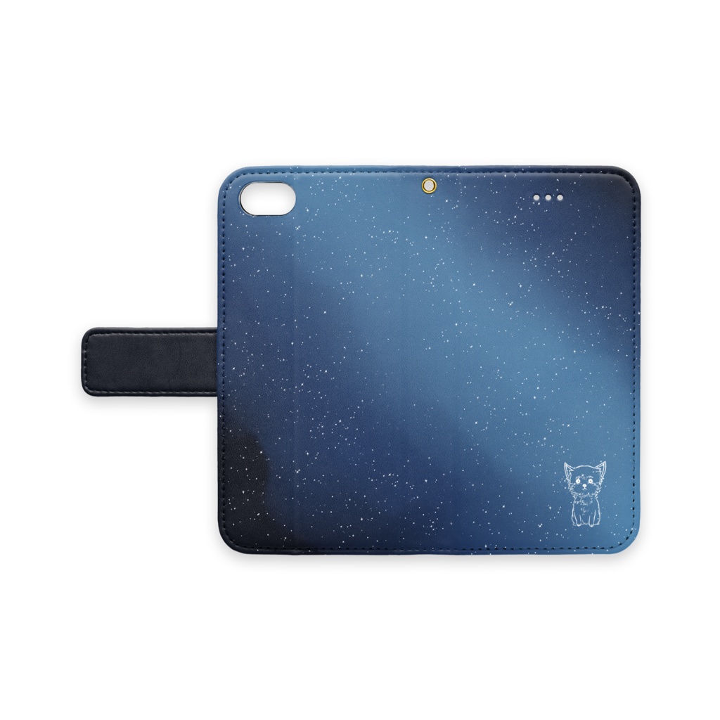 夜空のヨーキー手帳型iPhoneケース - iPhone 8 / 7 / SE2 - ストラップ穴 あり
