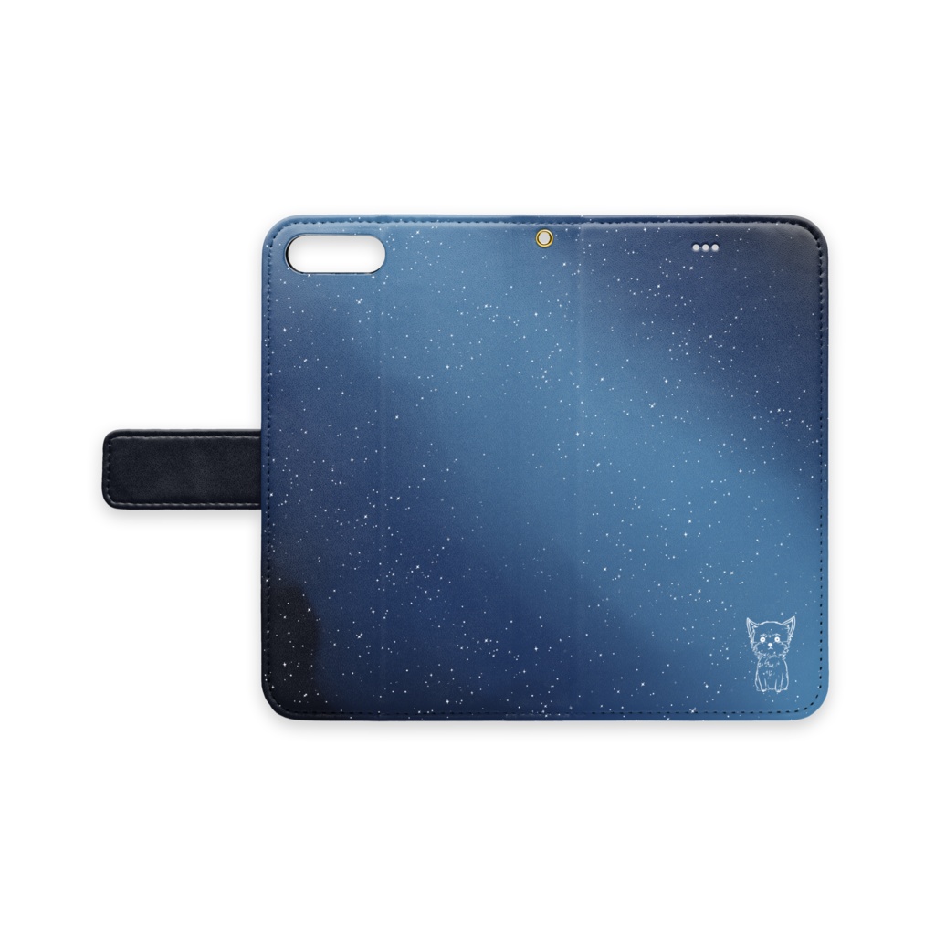 夜空のヨーキー手帳型iPhoneケース - iPhone 8 Plus / 7 Plus - ストラップ穴 あり