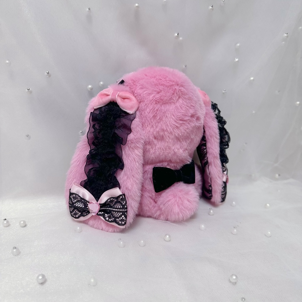 ぬい服 10~13cm おすわり 垂れ耳うさぎ ピンク 黒