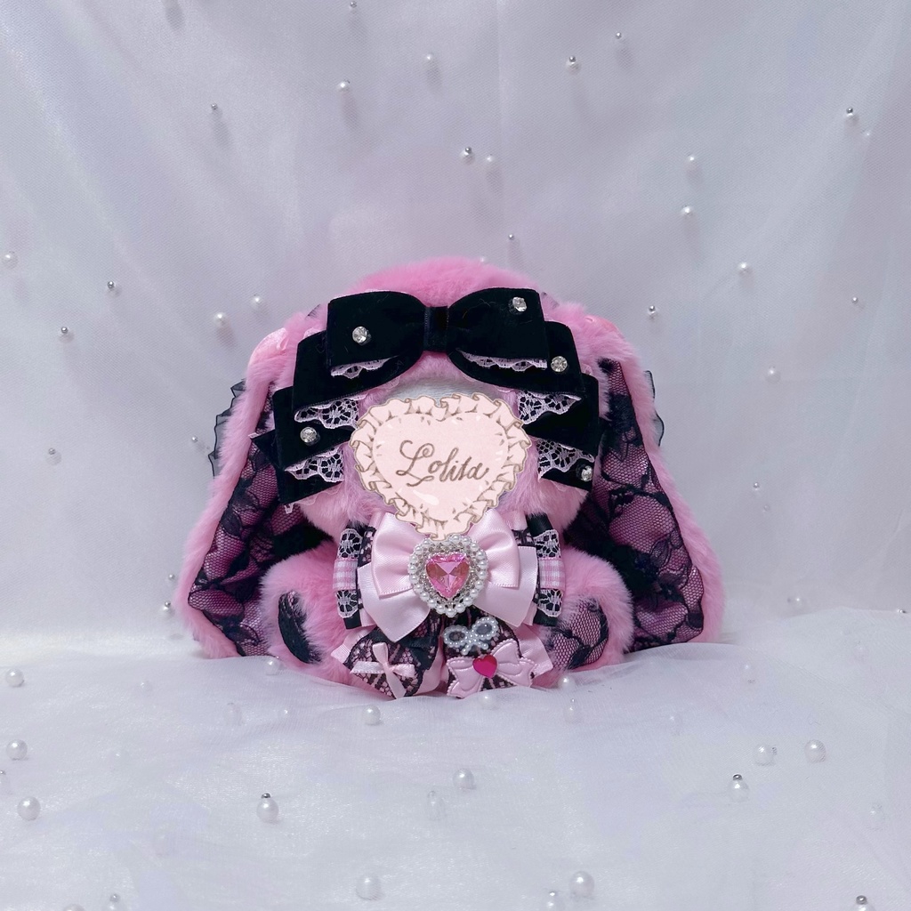 ぬい服 10~13cm おすわり 垂れ耳うさぎ ピンク 黒