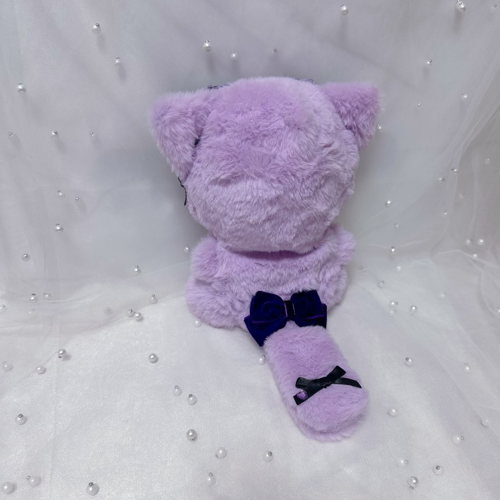 ぬい服 15~16cm おすわり きぐるみ ねこ 猫耳 紫 黒