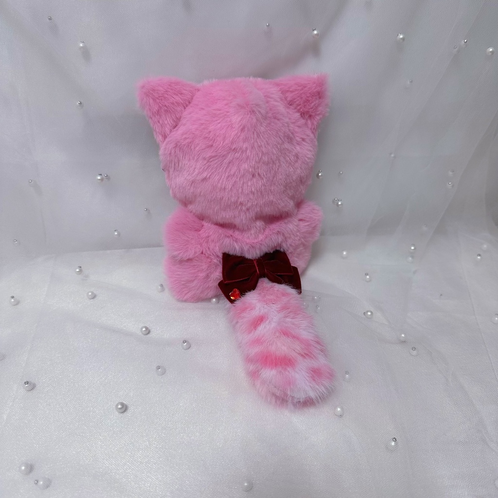 ぬい服 10~13cm おすわり ねこ 猫耳 ピンク レッド