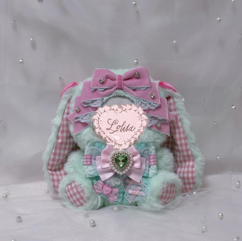 ぬい服 10~13cm おすわり うさぎ ミントグリーン ピンク