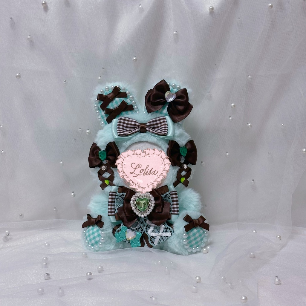 ぬい服 10~12cm おすわり うさぎ ミントグリーン ブラウン