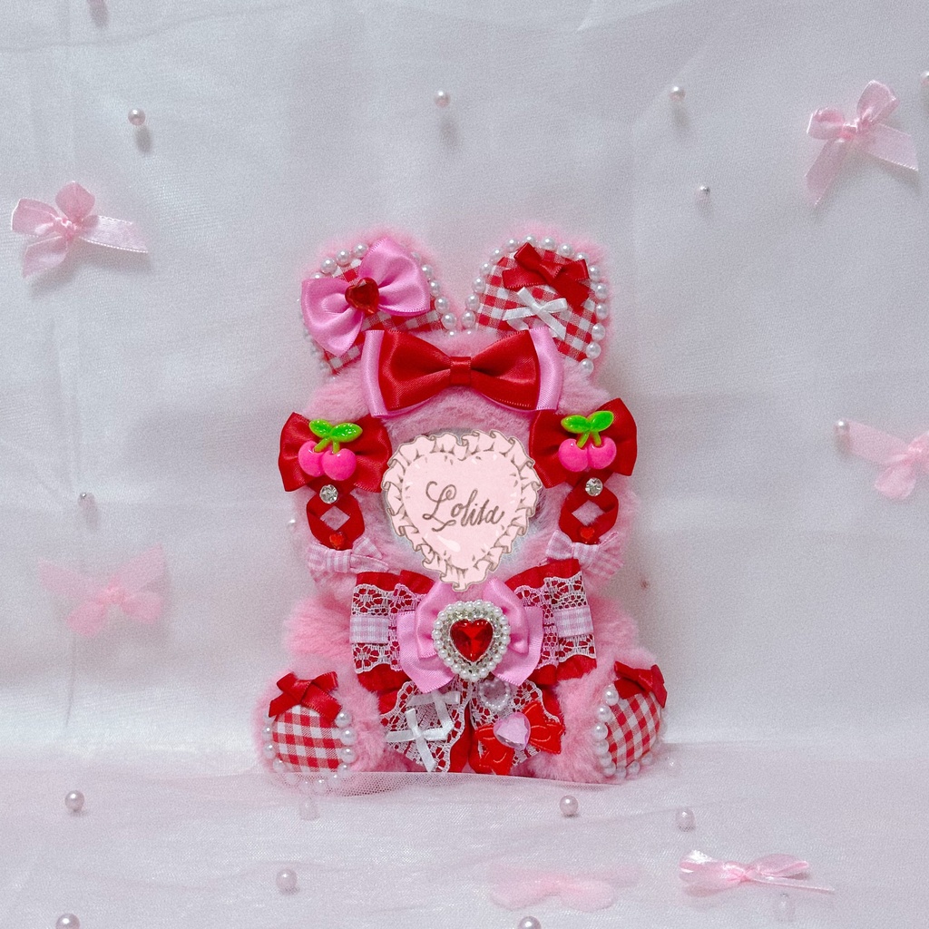 おすわり ぬい服 10~12cm ❤︎ いちご うさぎ 双子 ピンク 白 おすわり ぬい服 10~12cm ❤︎ いちご うさぎ 双子 ピンク 白 おすわり