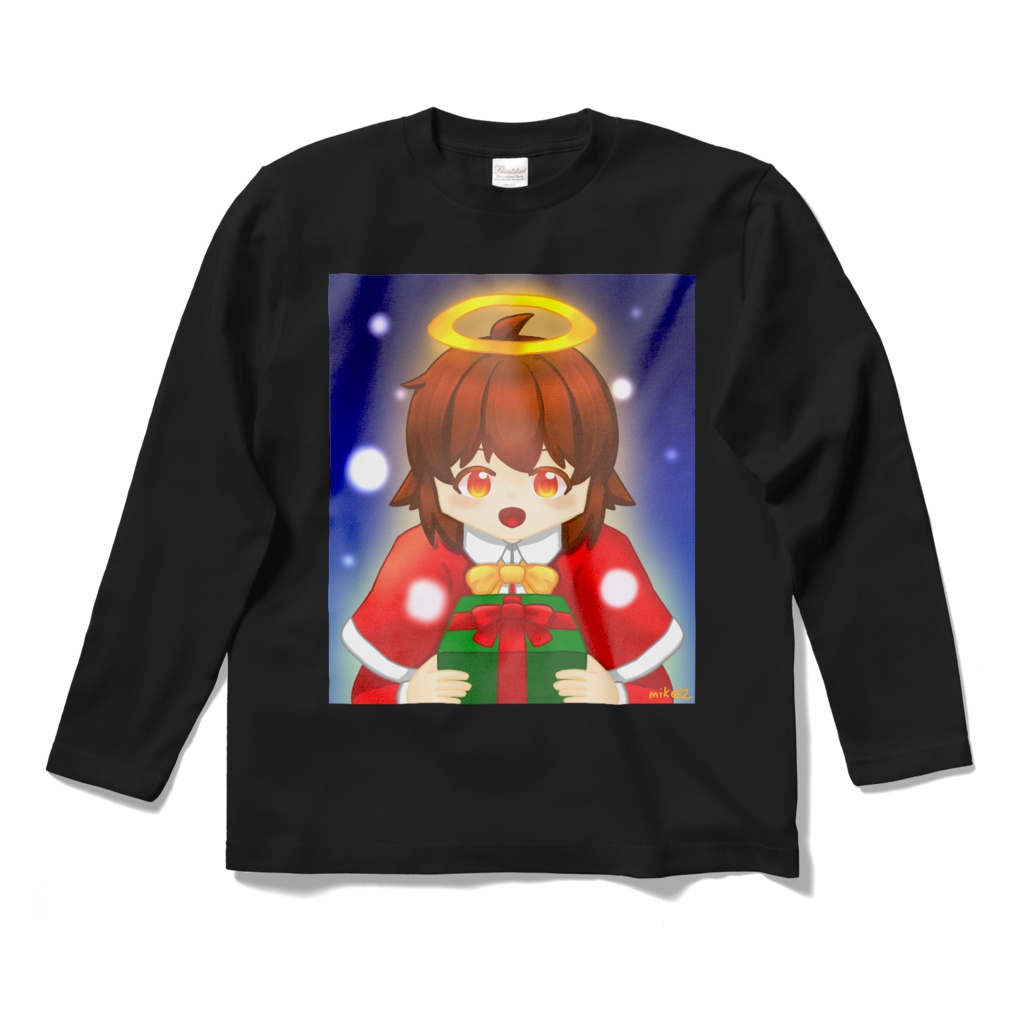プレゼントをあなたへ!みけまる!ロングTシャツ(黒)
