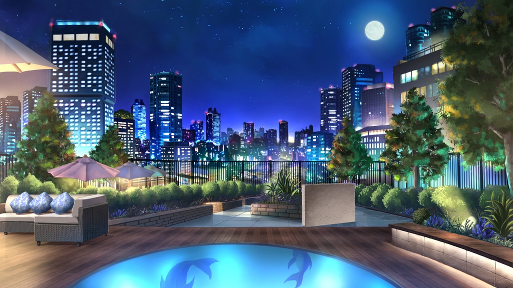屋上庭園水族館(夜)
