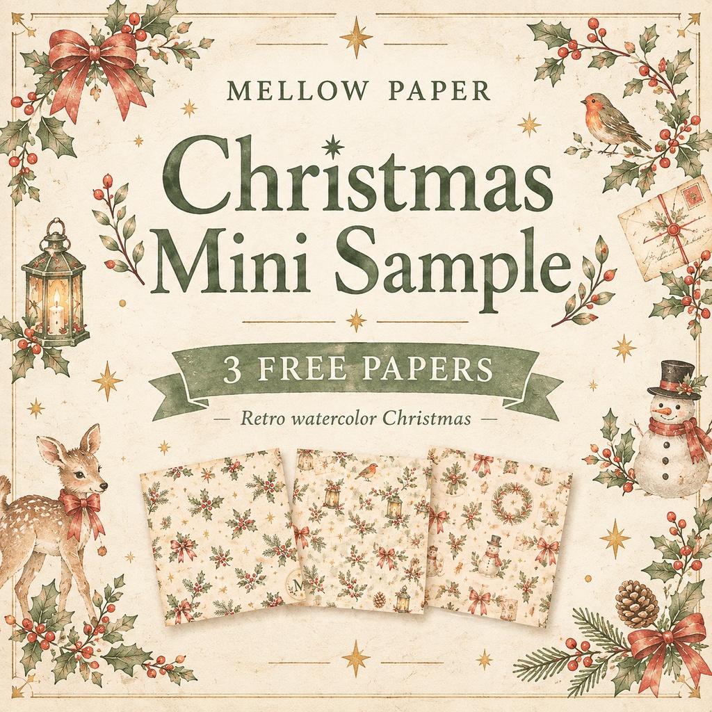 レトロで優しいクリスマス 無料デジタルペーパー3枚 Christmas Mini Sample