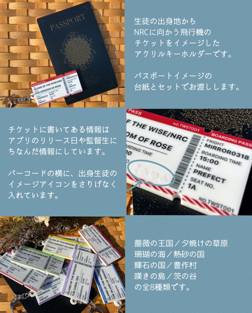 NRC行き飛行機チケット風アクリルキーホルダー