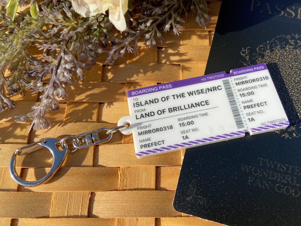 NRC行き飛行機チケット風アクリルキーホルダー