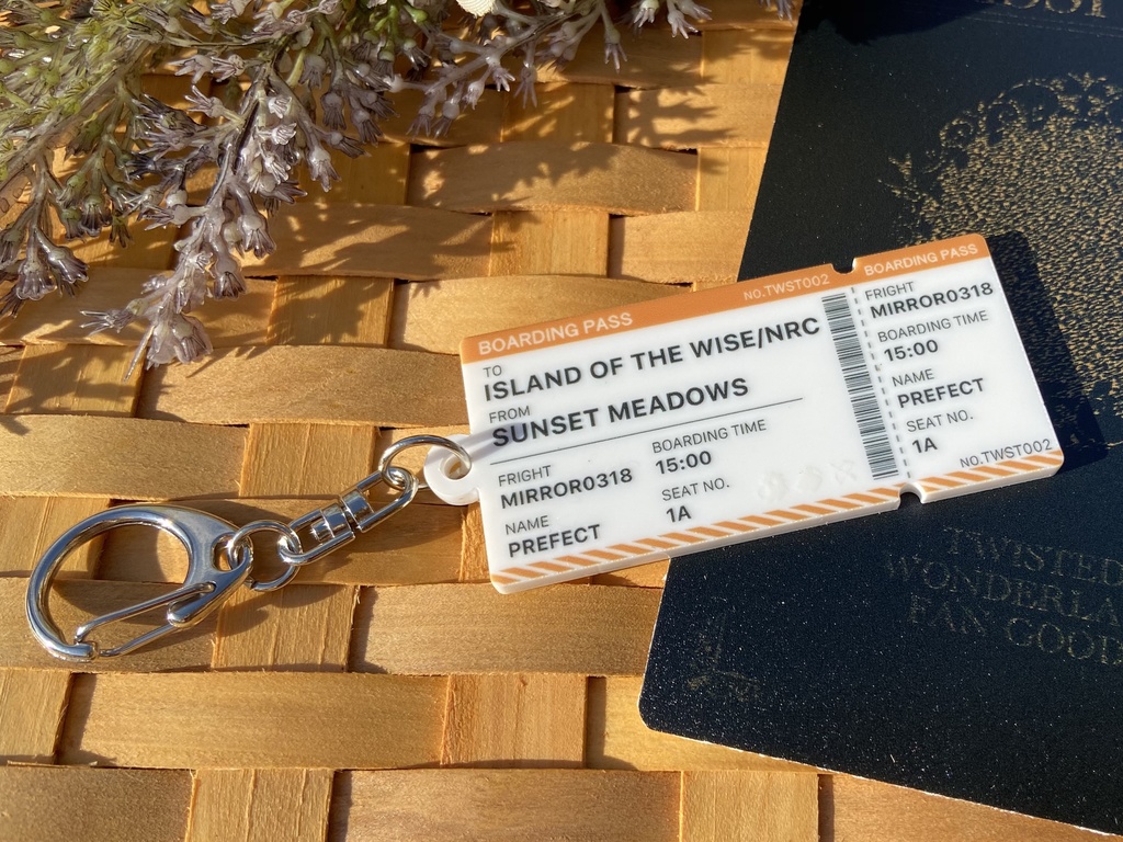 NRC行き飛行機チケット風アクリルキーホルダー