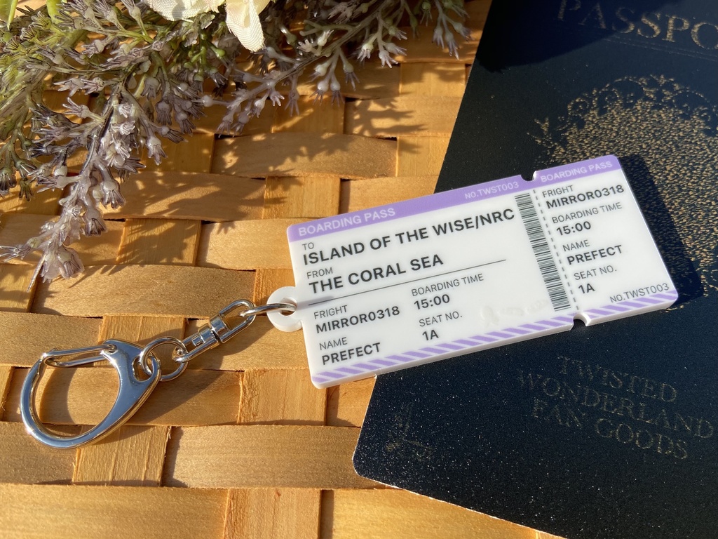 NRC行き飛行機チケット風アクリルキーホルダー