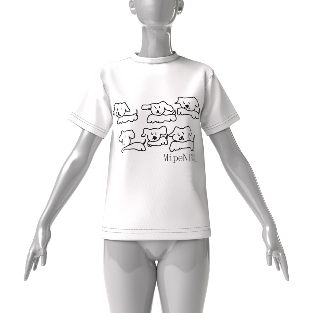 みぺんの描いた6匹の犬/ロゴ入り【ビッグシルエットTシャツ】