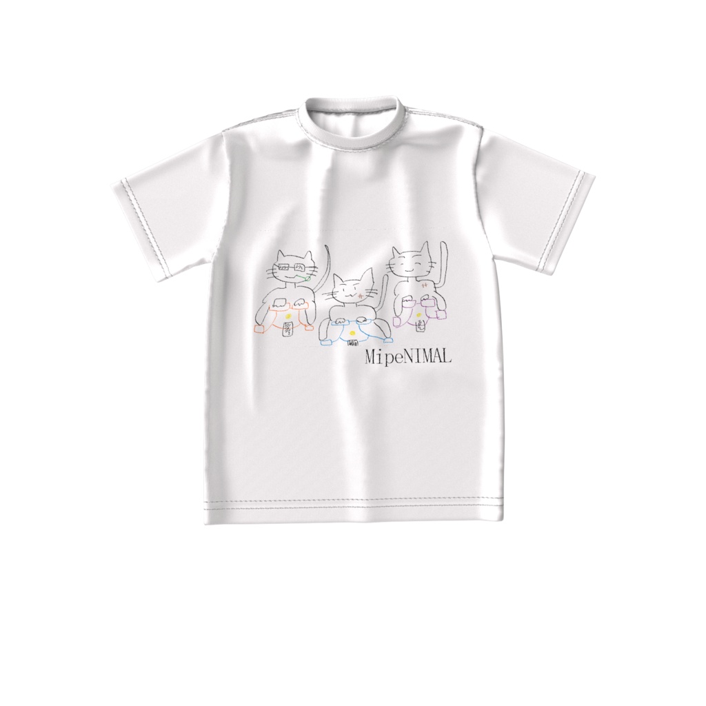 みぺんの描いた3匹のヤンキー猫/ロゴ入り【ビッグシルエットTシャツ】