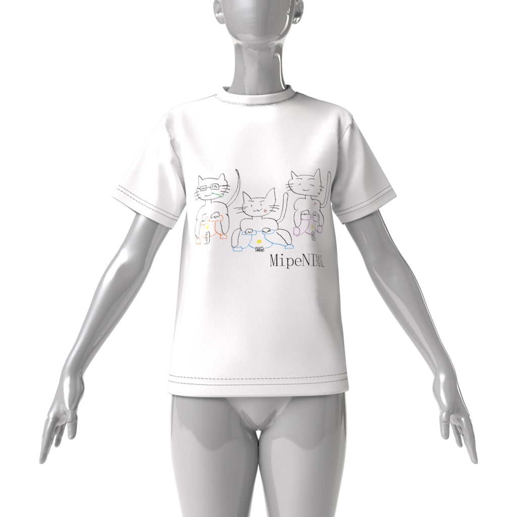 みぺんの描いた3匹のヤンキー猫/ロゴ入り【ビッグシルエットTシャツ】