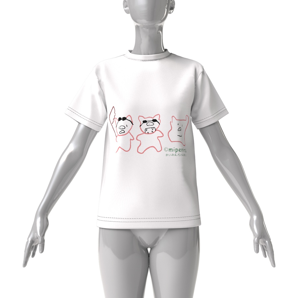 みぺんの描いた3匹のヤンキー豚/ロゴ入り【ビッグシルエットTシャツ】