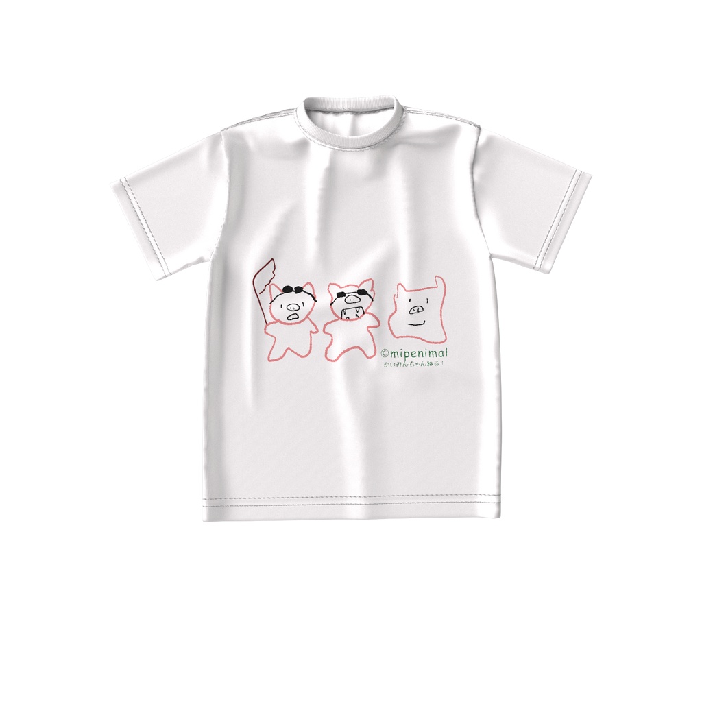 みぺんの描いた3匹のヤンキー豚/ロゴ入り【ビッグシルエットTシャツ】