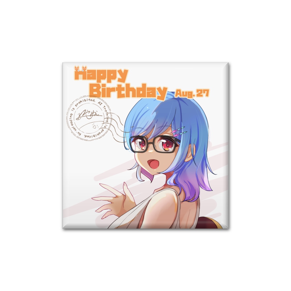 かにでんす誕生日缶バッジ正方形