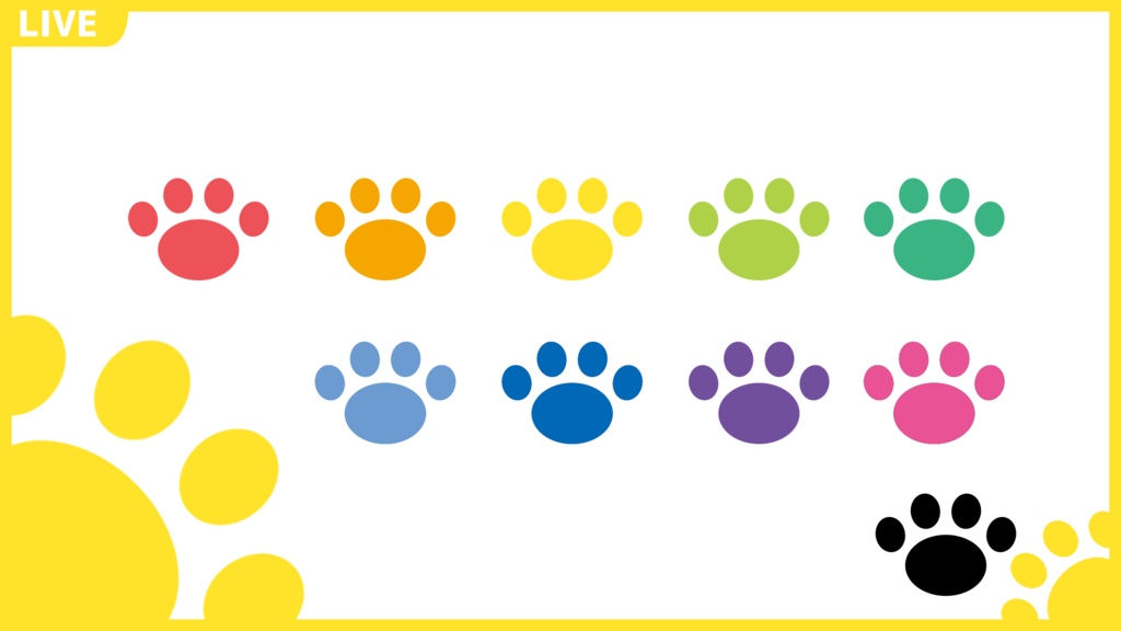 サムネフレーム【フリー素材:肉球 2種 10色】サムネイル素材:Youtuber:Vtuber