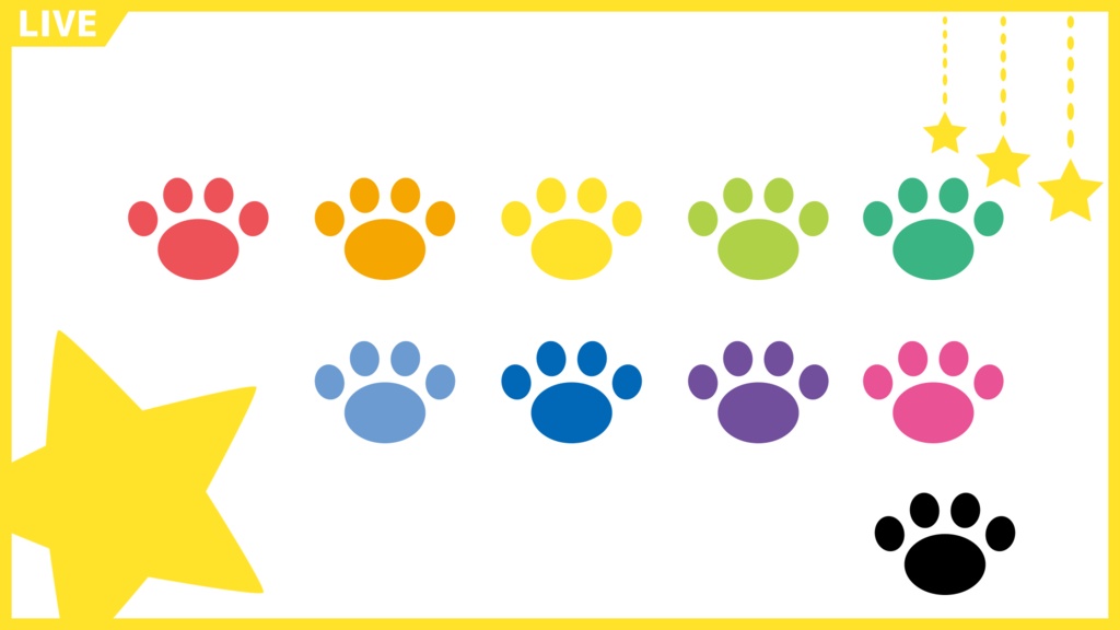 サムネフレーム【フリー素材:星飾り 3種 10色】サムネイル素材:Youtuber:Vtuber