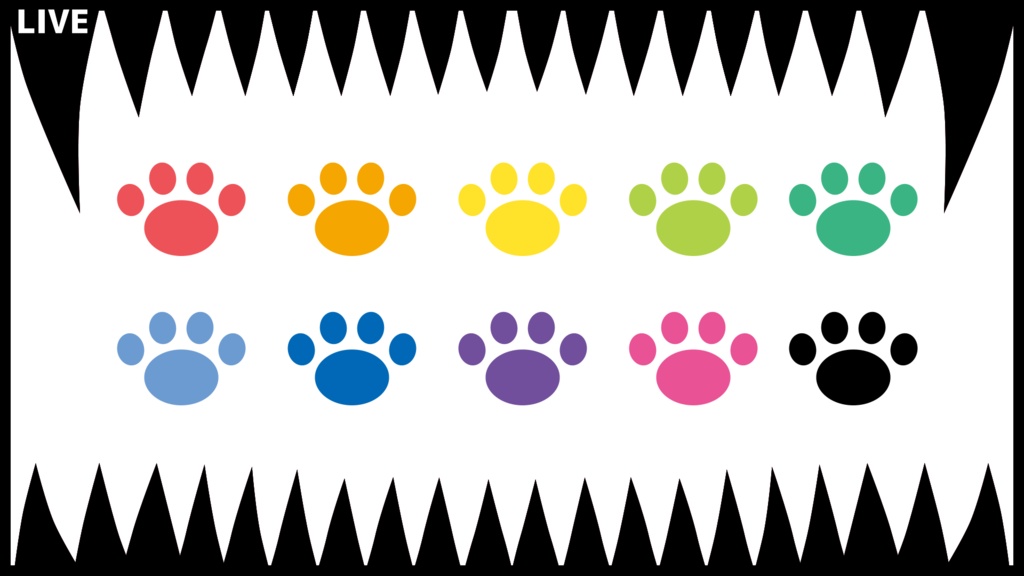 サムネフレーム【フリー素材:牙 2種10色】サムネイル素材:Youtuber:Vtuber