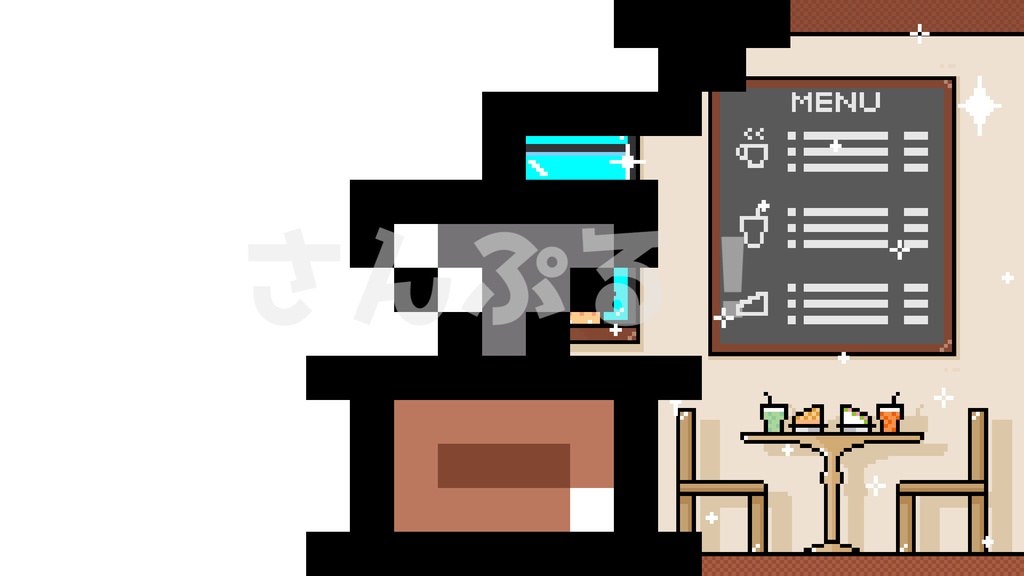 SP画面切替【カフェ(ピクセル) 3種】映像素材:トランジション:Youtuber:Vtuber