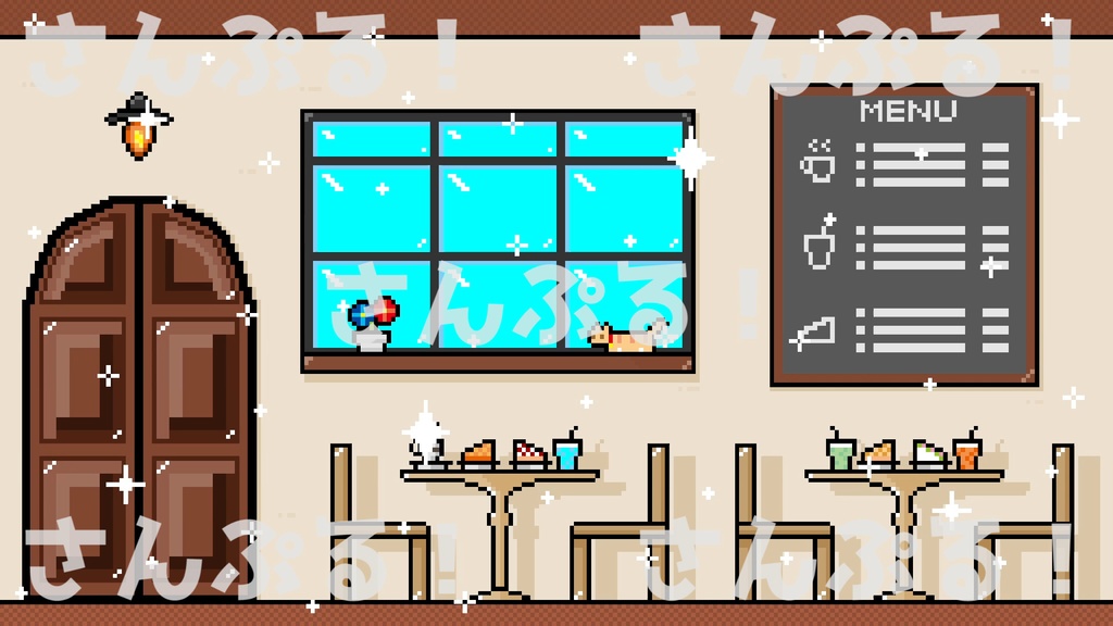 映像背景【カフェ（ピクセル）】背景素材：Youtuber：Vtuber