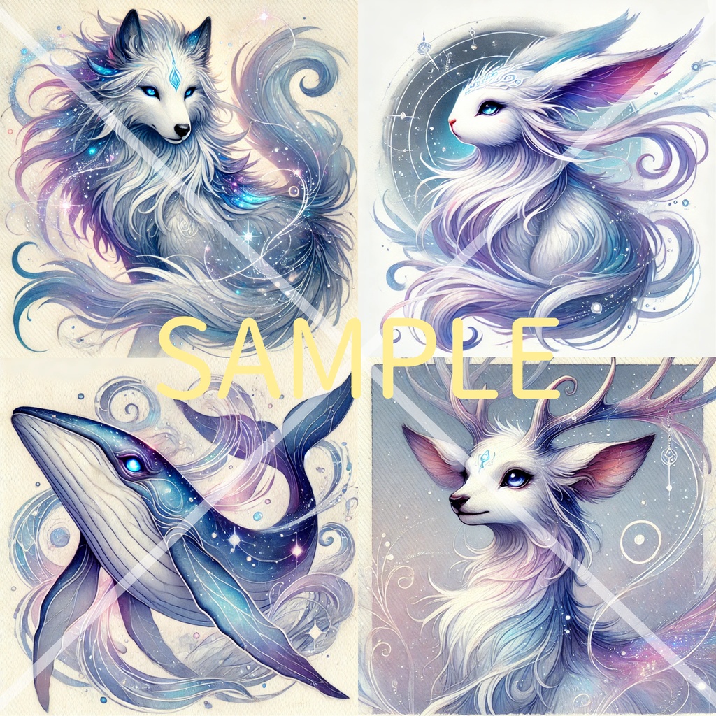 水彩幻想動物アート集【PNG12枚セット|商用利用可】