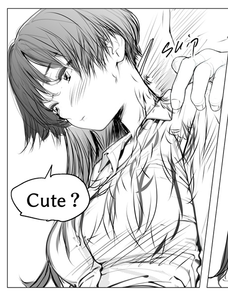 A gal cuts her hair to a very short style to suit the tastes of her nerdy classmate.