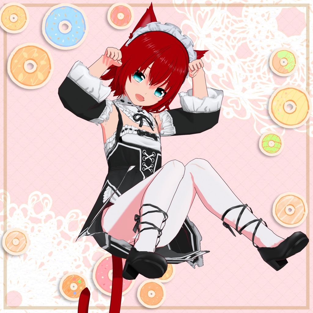 【無料版有り】ちっちゃい猫耳メイド R・G・B(無料版 P追加)【VRChat対応 VRoid製3Dモデル】