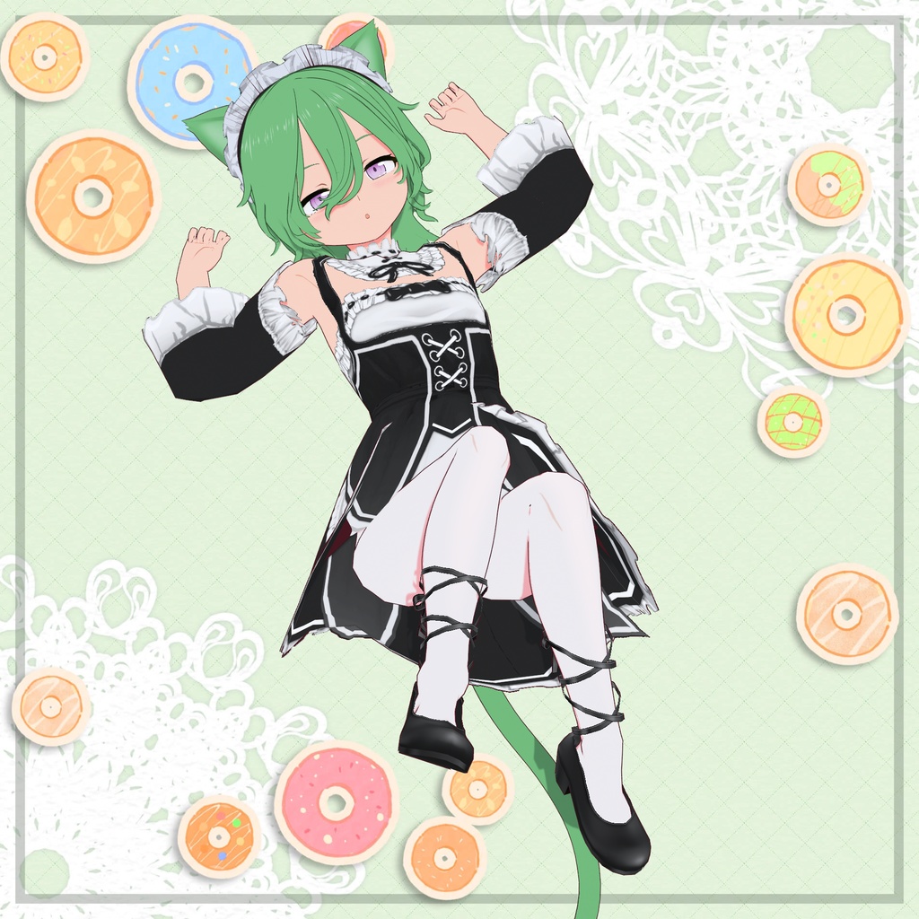 【無料版有り】ちっちゃい猫耳メイド R・G・B(無料版 P追加)【VRChat対応 VRoid製3Dモデル】