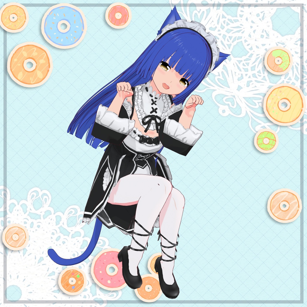 【無料版有り】ちっちゃい猫耳メイド R・G・B(無料版 P追加)【VRChat対応 VRoid製3Dモデル】