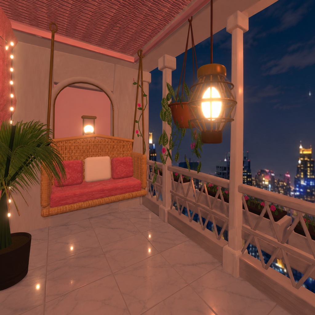 【無料】【Cluster対応】ワールドアセットROSE NIGHT DREAM TERRACE