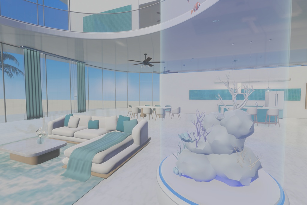 【cluster対応】TURQUOISE BLUE HALO VILLA|海辺のヴィラ・ワールドアセット