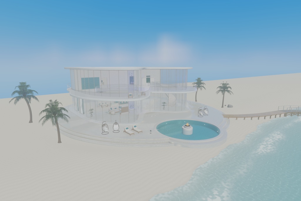 【cluster対応】TURQUOISE BLUE HALO VILLA|海辺のヴィラ・ワールドアセット