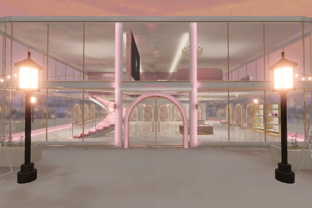 【cluster対応】Paris ChouChou Shop|ガラスのショップ・家具・外構セット