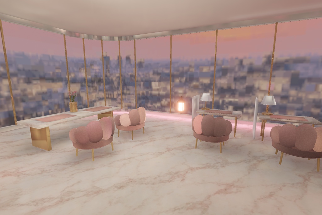 【cluster対応】Paris ChouChou Shop|ガラスのショップ・家具・外構セット