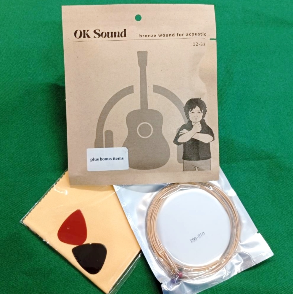 【初回版限定オマケ付き】アコースティックギター弦 Lightゲージ"12-53"【OK Sound】