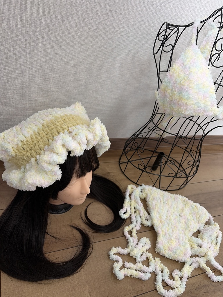 毛糸ビキニ ネコミミ帽子セット