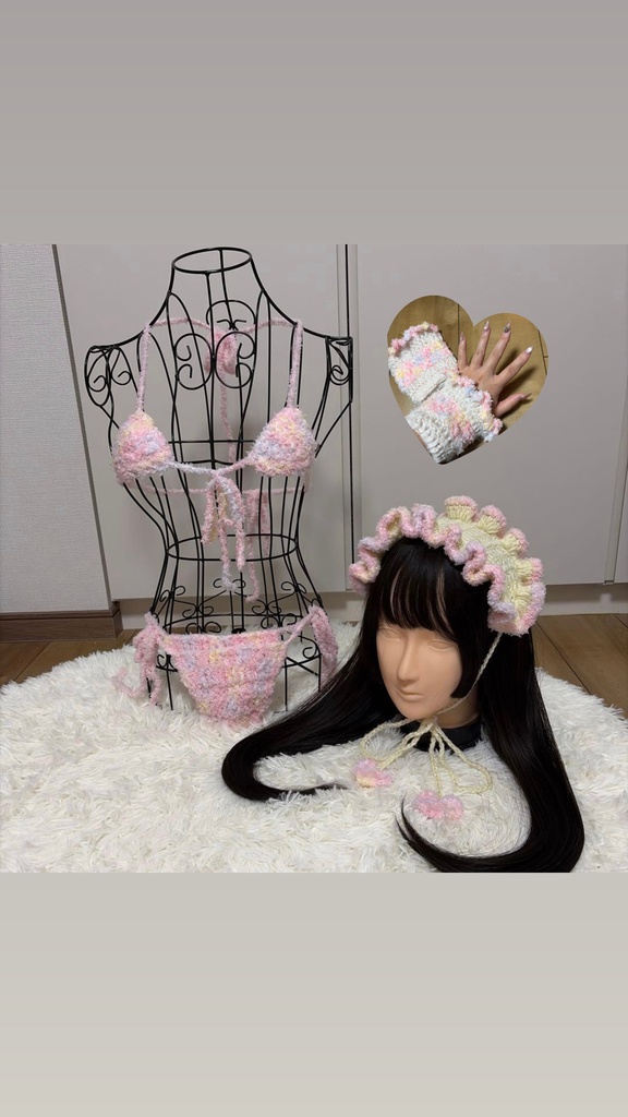 毛糸ビキニ もこもこぴんく